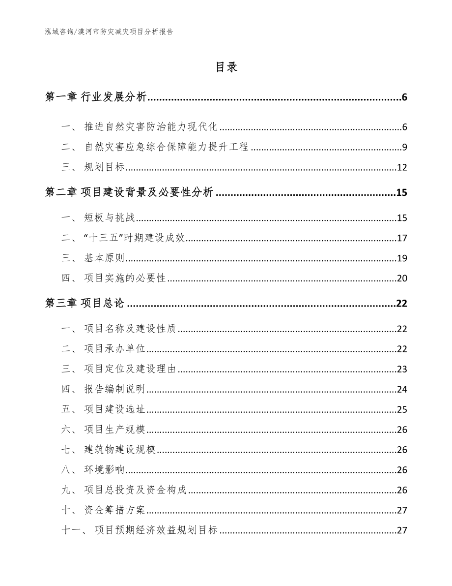 漠河市防灾减灾项目分析报告_模板_第1页