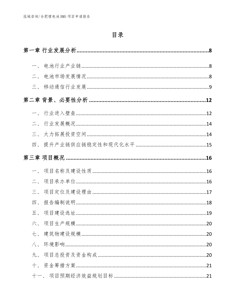 合肥锂电池BMS项目申请报告_模板范本_第1页