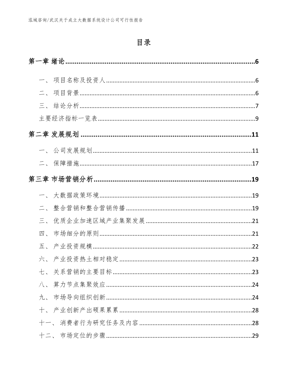 武汉关于成立大数据系统设计公司可行性报告范文参考_第1页