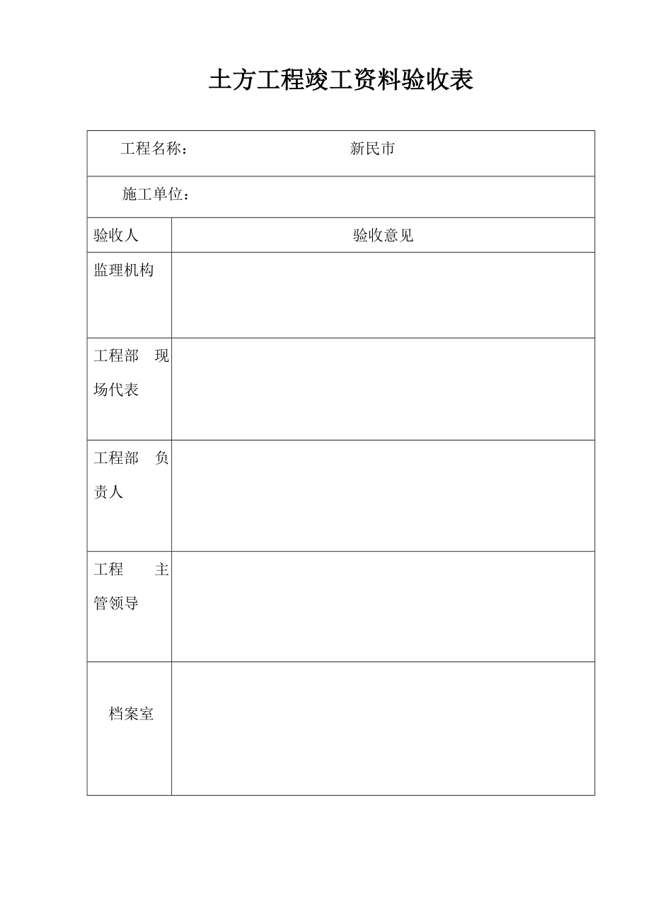 市政土方工程竣工资料参考模板范本_第1页