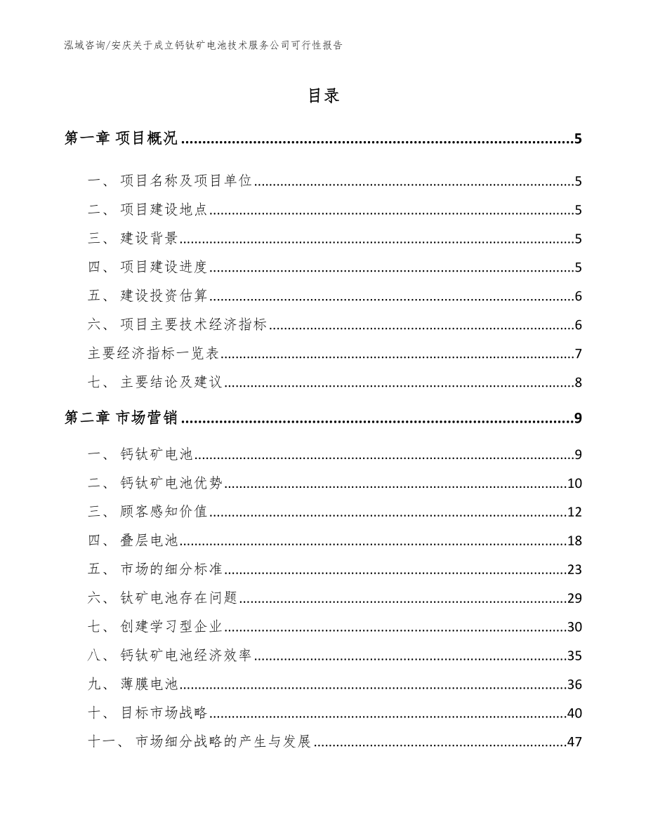 安庆关于成立钙钛矿电池技术服务公司可行性报告【范文参考】_第1页