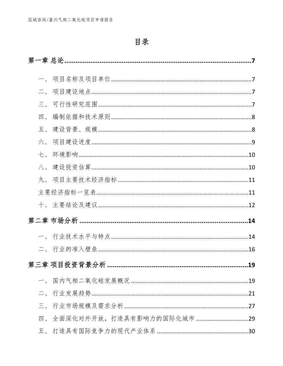 嘉兴气相二氧化硅项目申请报告（范文模板）_第1页