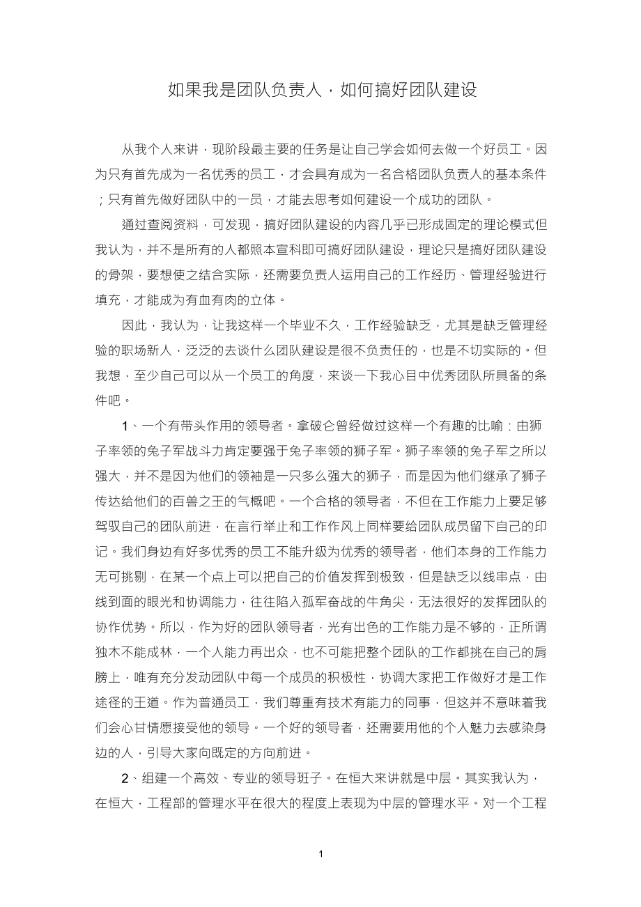 如果我是团队负责人,如何搞好团队建设_第1页