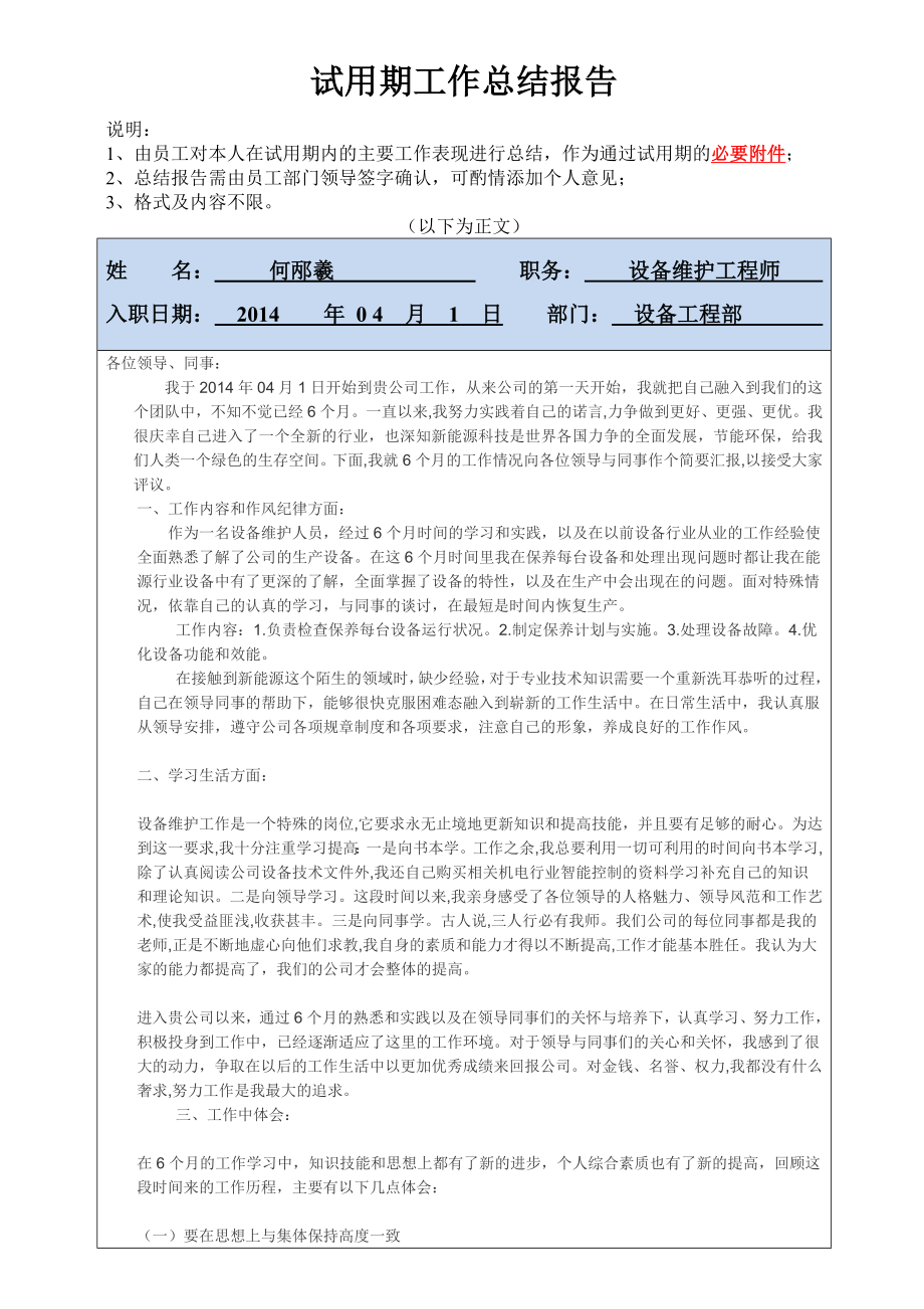 SCST试用期工作总结报告_第1页