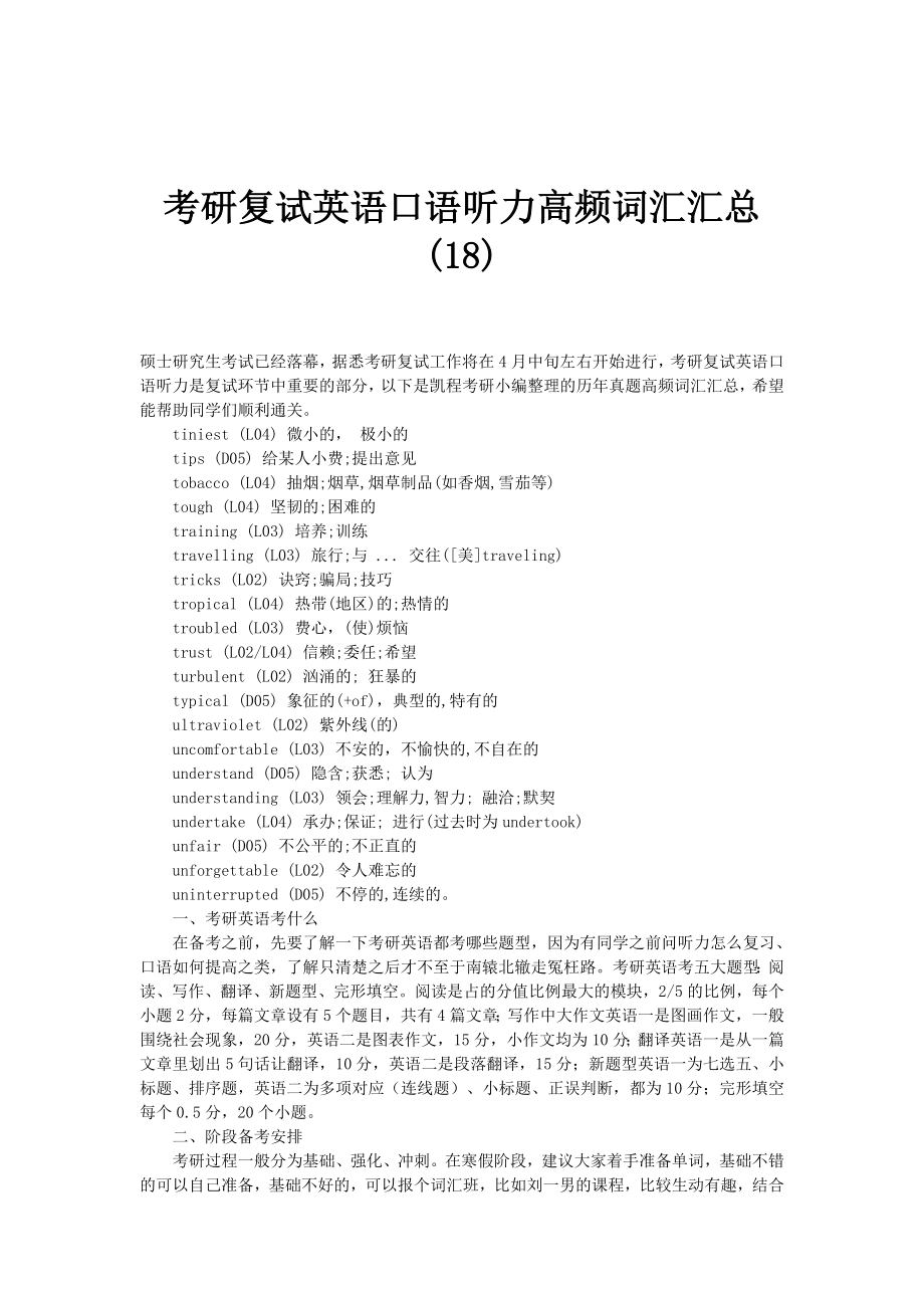 考研复试英语口语听力高频词汇汇总_第1页