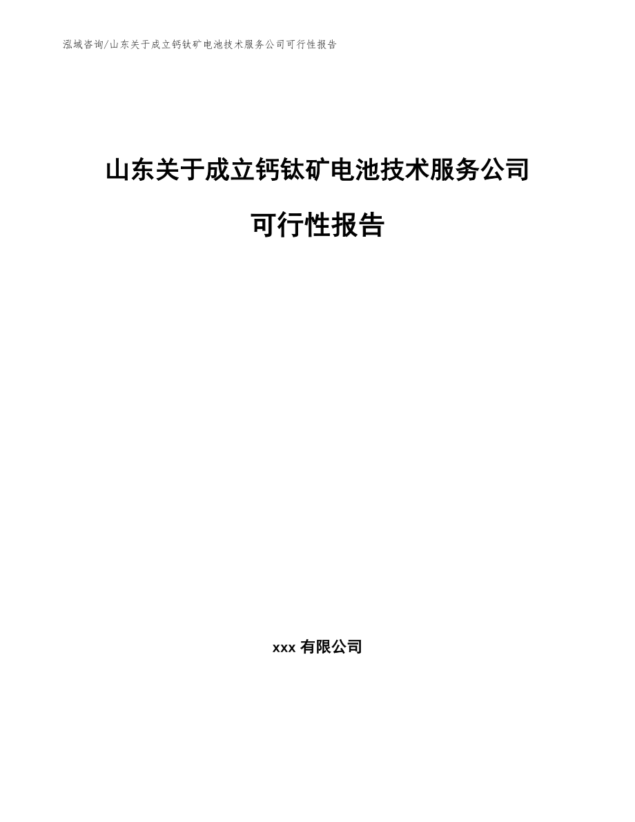 山东关于成立钙钛矿电池技术服务公司可行性报告范文_第1页
