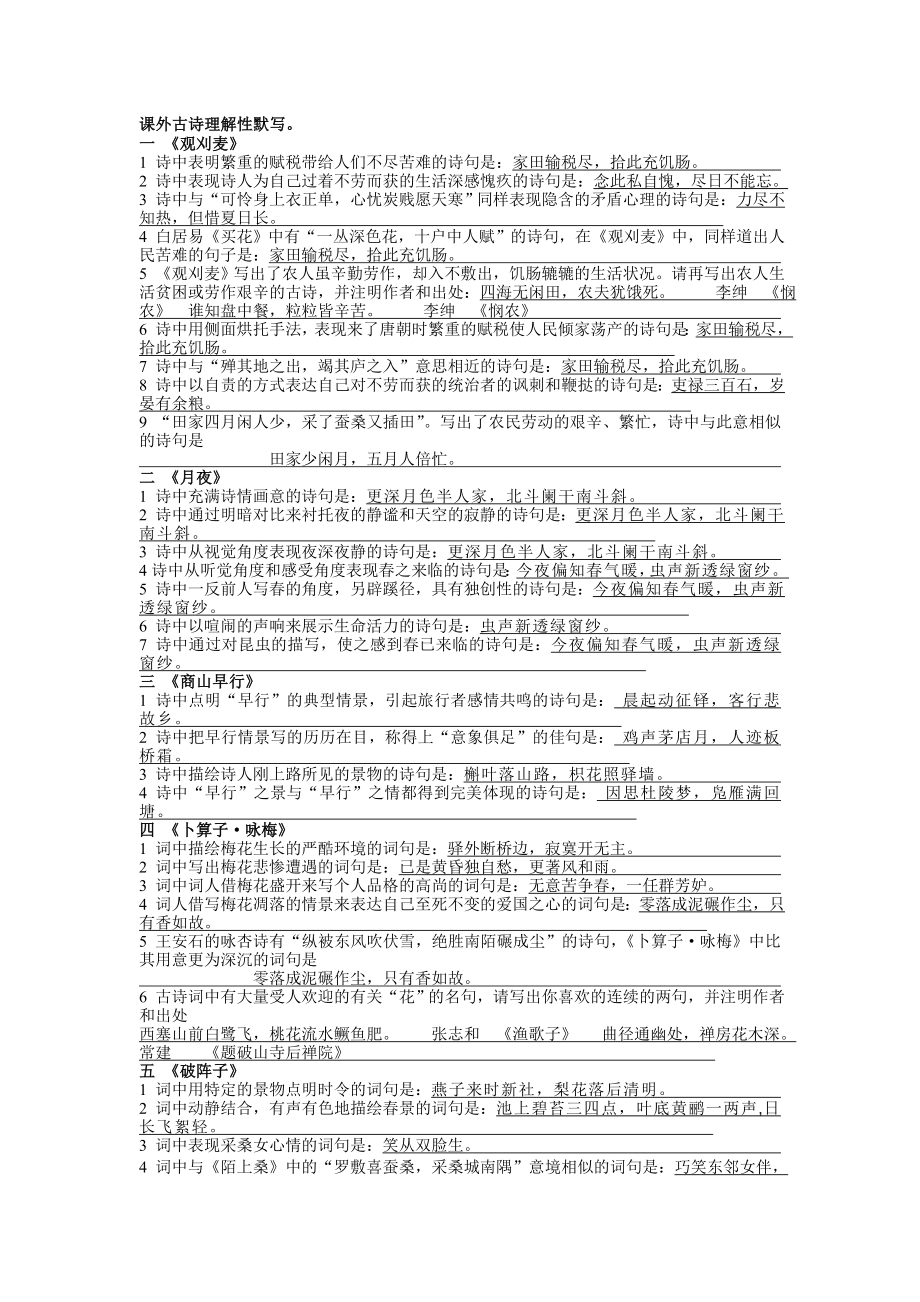 课外古诗理解性默写_第1页