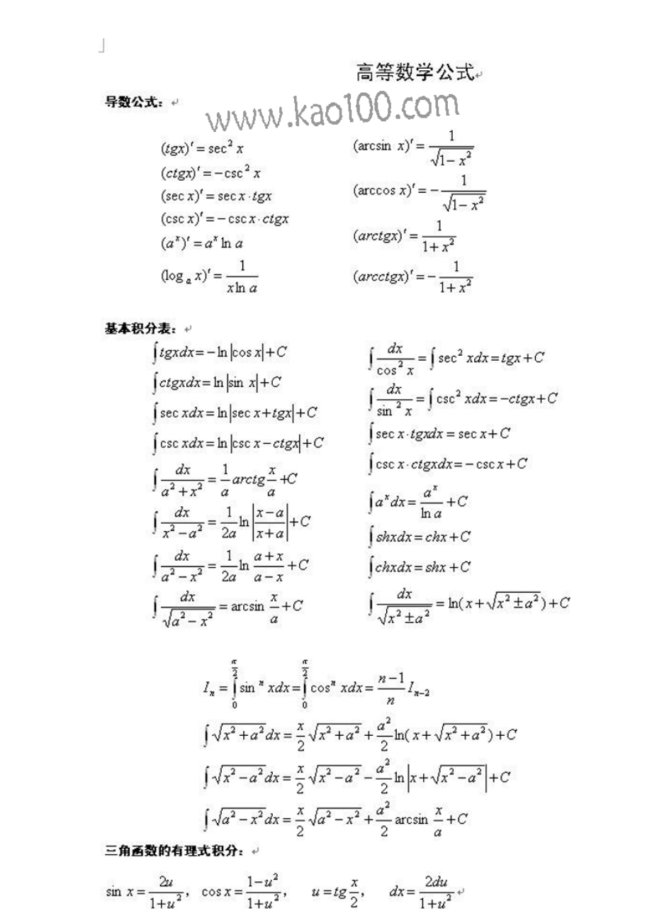 考研数学公式（整理版） (2)_第1页