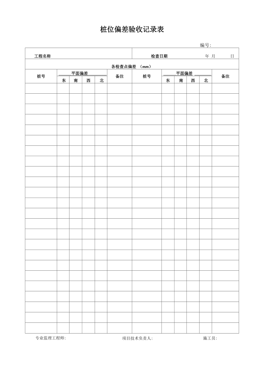 灌注桩位偏差验收记录表_第1页