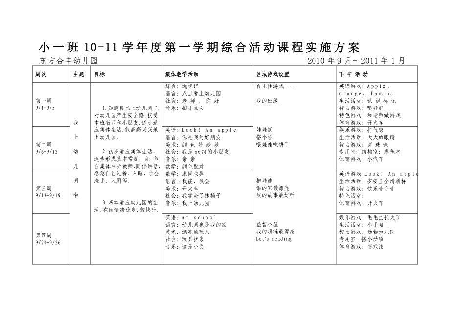 小班综合活动课程学期实施方案_第1页