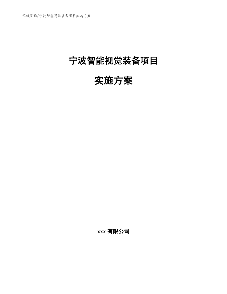 宁波智能视觉装备项目实施方案参考模板_第1页