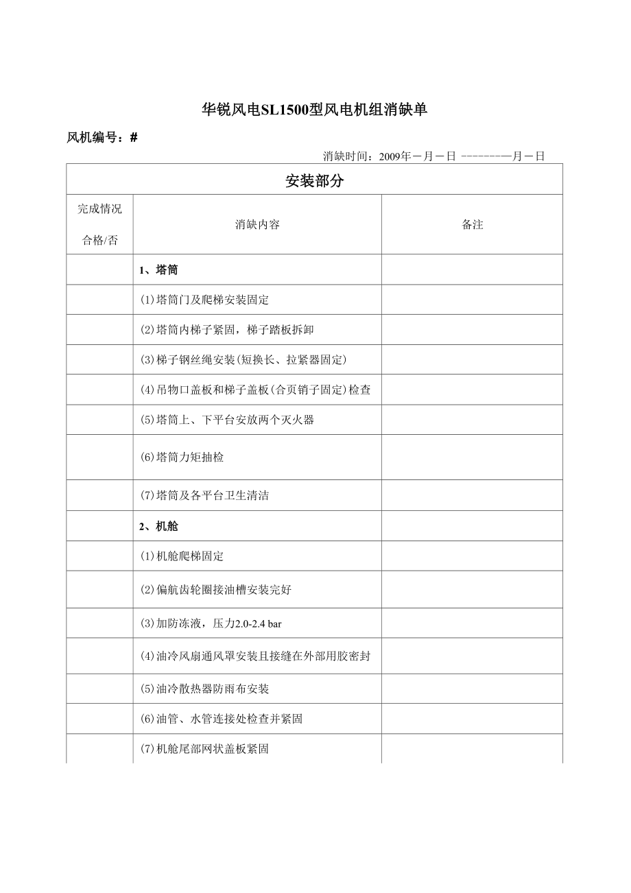 风电安装消缺单_第1页