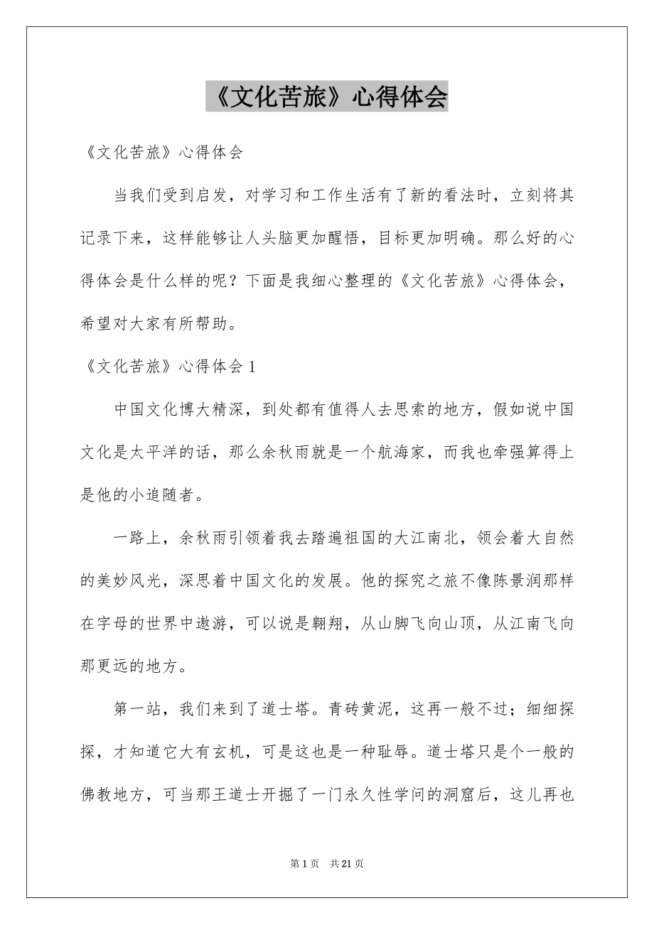 《文化苦旅》心得体会_第1页