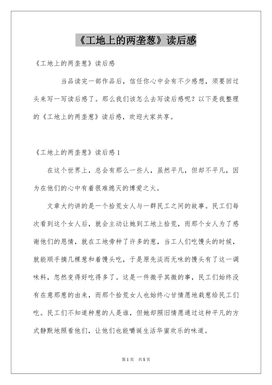 《工地上的两垄葱》读后感_第1页