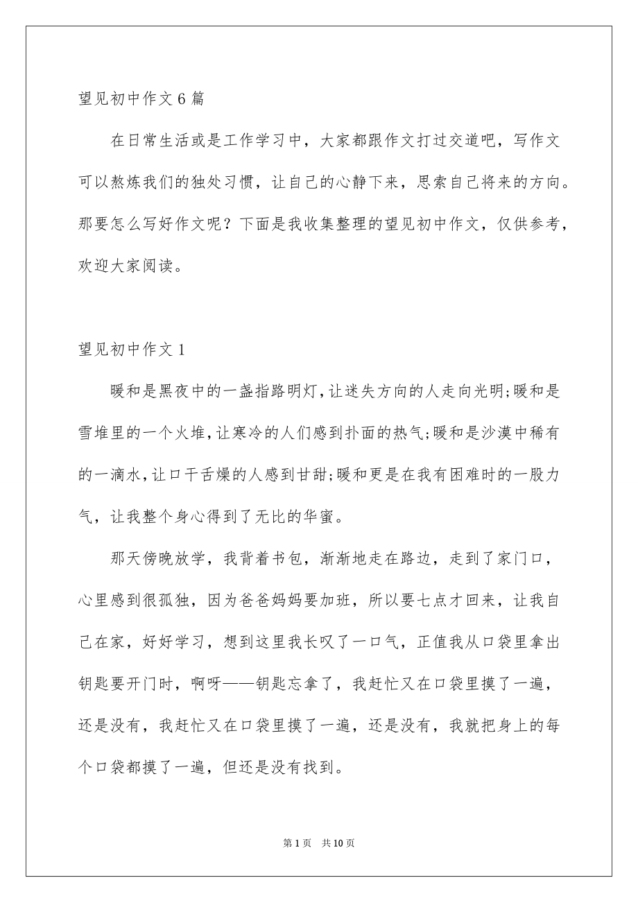 望见初中作文6篇_第1页