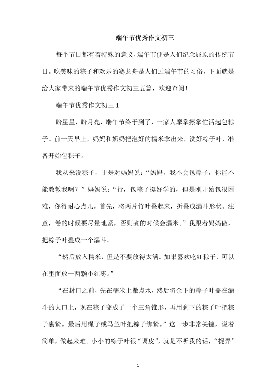 端午节优秀作文初三_第1页
