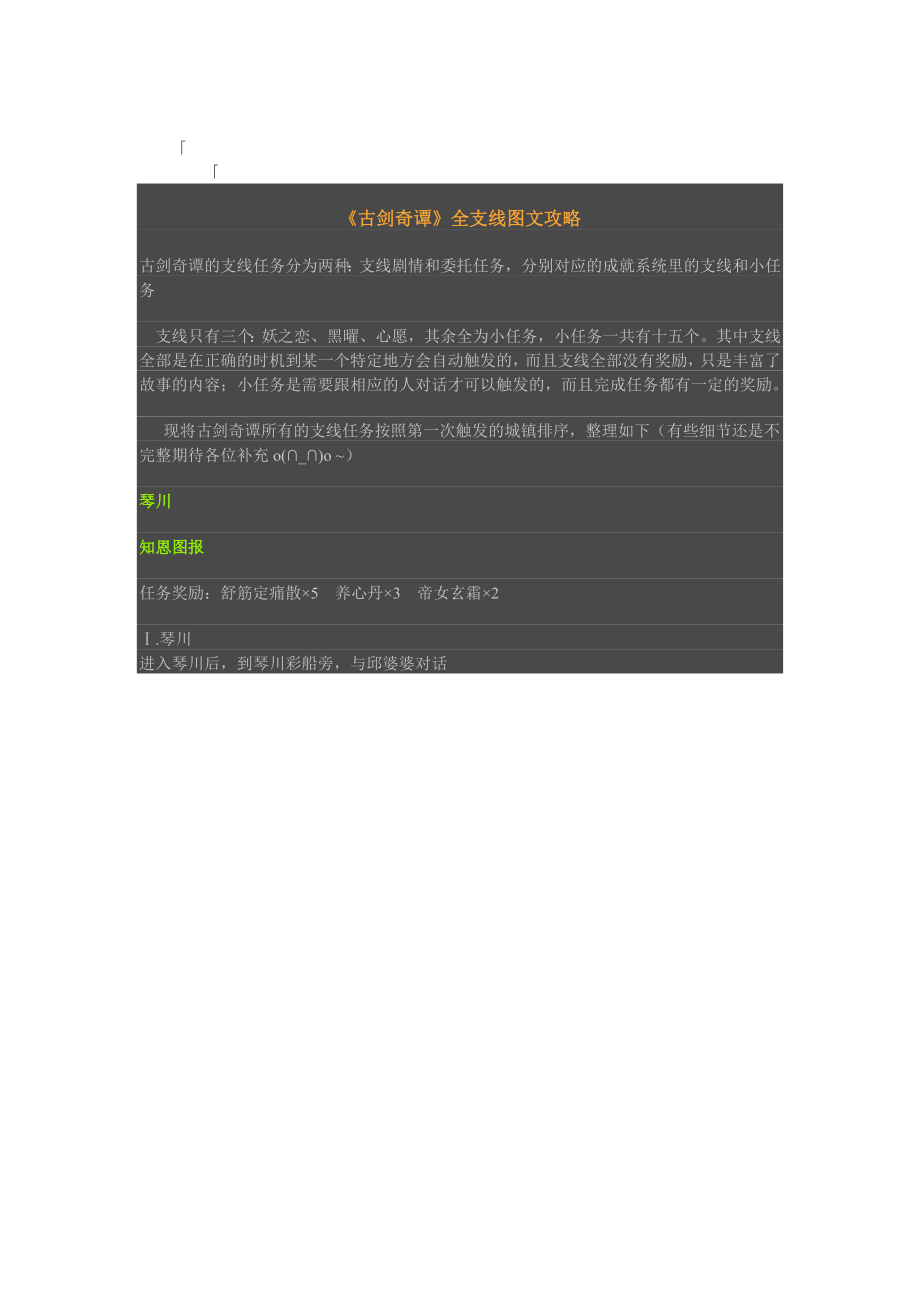 000AC《古剑奇谭》全支线图文攻略_第1页