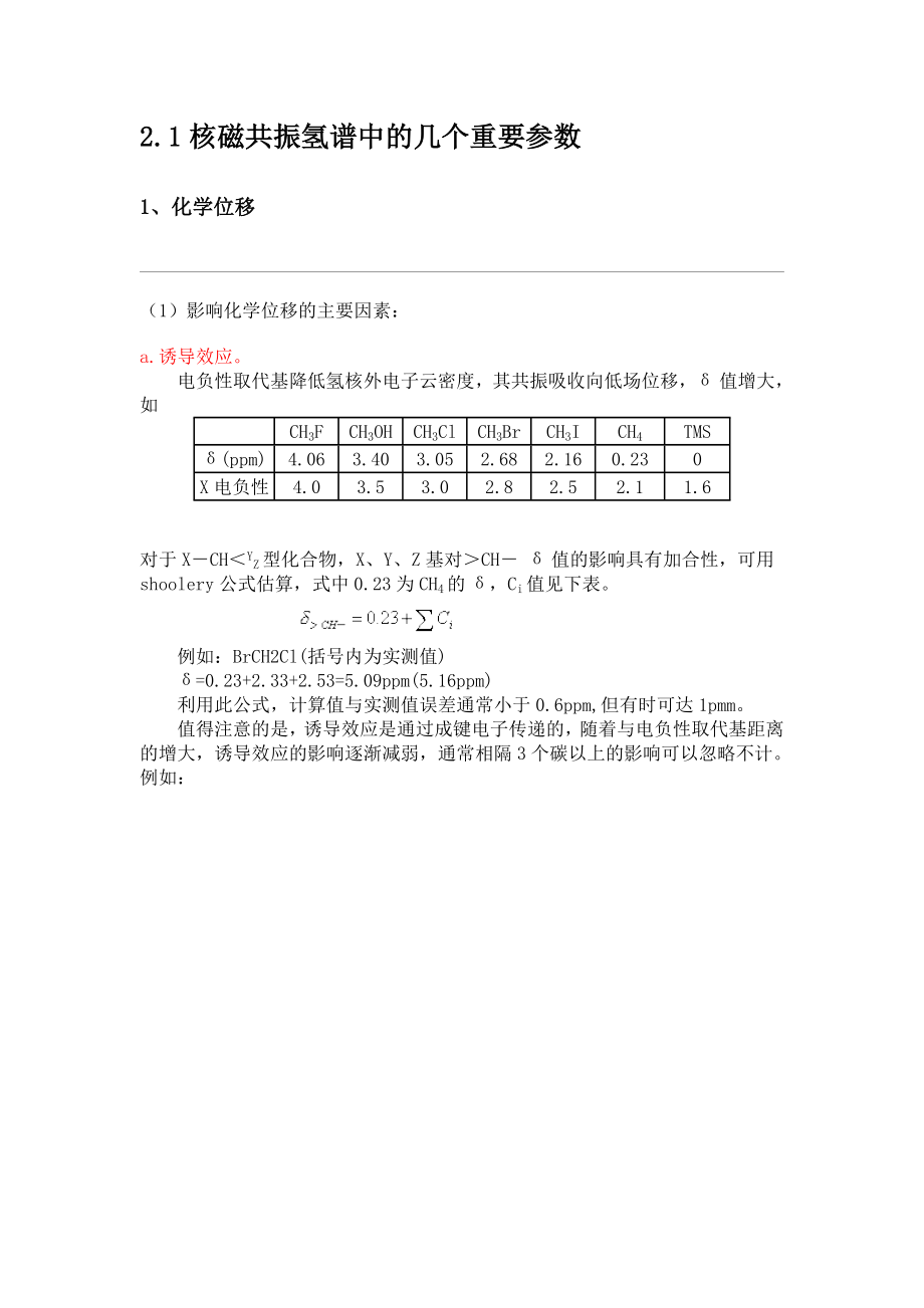 核磁共振氢谱中的几个重要参数_第1页