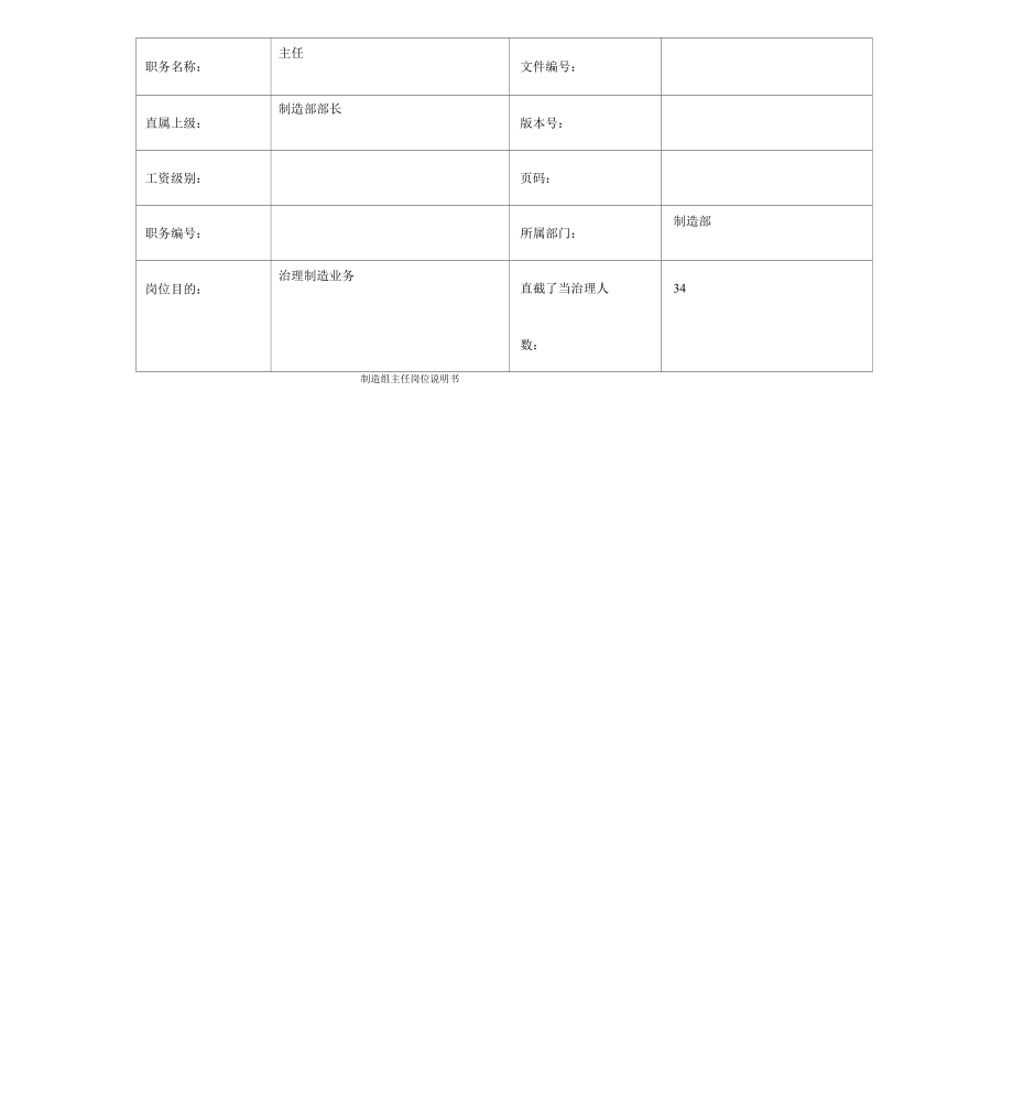 制造组主任岗位说明书_第1页