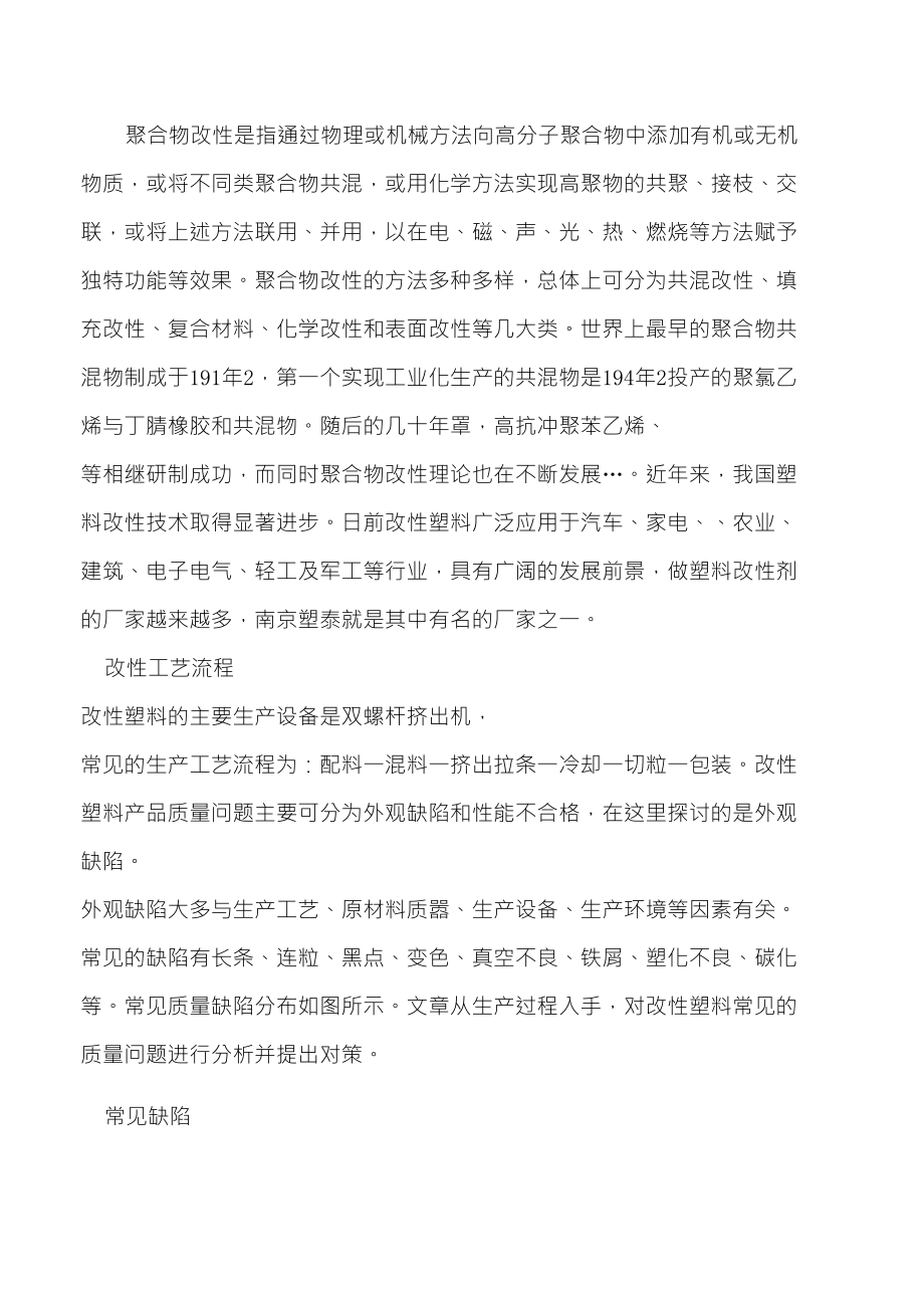 改性塑料生产过程常见质量问题及解决措施_第1页